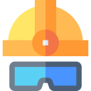 Icon of the construction helmet and glasses.