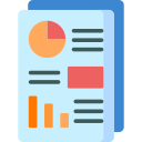 Clipart of report with different graphs and visual stats