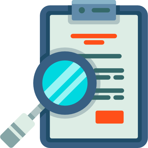 Icon of the paper and magnifying glass
