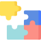 Four piece puzzle with left top piece disconnected