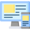Monitor and phone with text and picture on screen