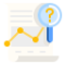 Clipart of paper with a line graph and a magnifying glass examining it
