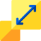 Two yellow squares, first one is small the second one is larger with a double sided arrow inside
