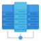 Data center connected with eachother through a blue dot