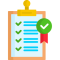 Clipart note with checkmarks and a medal with a checkmark inside of it