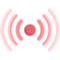 red dot with red waves eminating from its sides