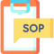Icon of the paper with a chat bubble that holds SOP sign