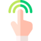 Hand with green waves eminating from the index finger