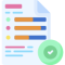 Clipart of paper with data on it and a green checkmark on the left bottom corner