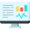 Monitor with data and graphs