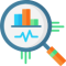 Magnifying glass with graphs inside