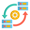 Icon of the databases that are working with each other.
