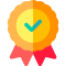 Icon of the yellow badge with the green checkmark inside