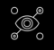Eye connected with small circles on a black background